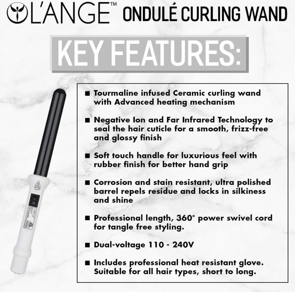 L'ANGE HAIR Ondulé Titanium Curling Wand White New In Box - Picture 7 of 7